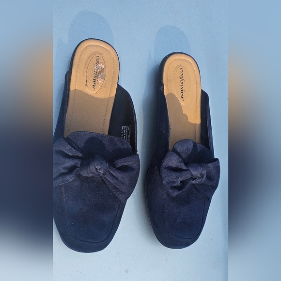 COMFORTVIEW ANDREA #14195 11 Wide Navy Flats Shoes Suede Finish - Picture 2 of 7